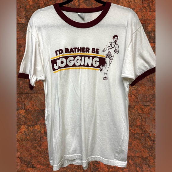 Rare Vintage Vantage T-shirt I’d Rather Be Jogging - Picture 1 of 3